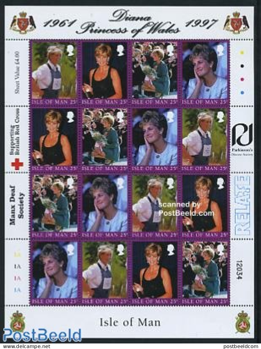 Isle Of Man 1998 Death Of Diana M/s, Mint NH, History - Charles & Diana - Kings & Queens (Royalty) - Royalties, Royals