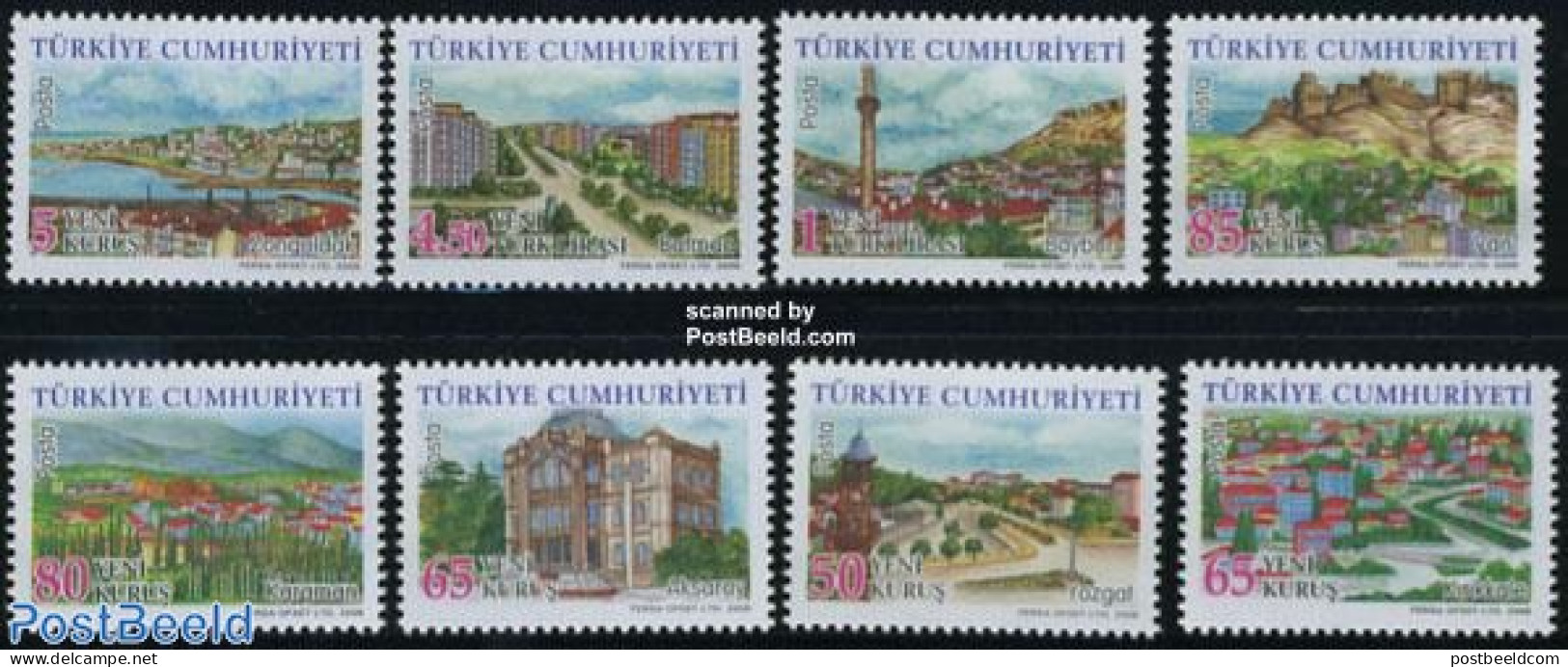 Türkiye 2008 Definitives, Views 8v, Mint NH - Autres & Non Classés