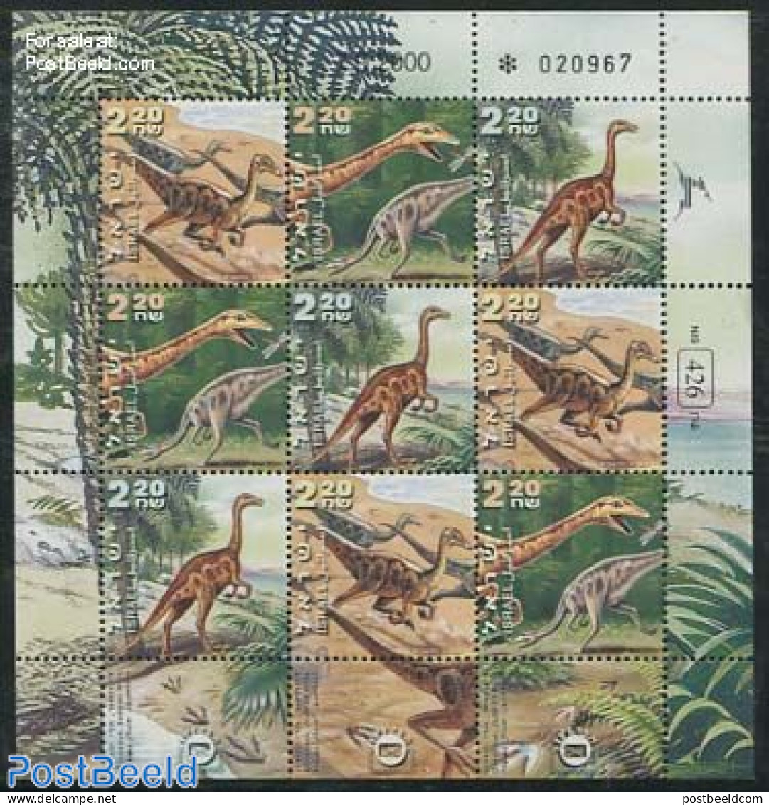 Israel 2000 Prehistoric Animals M/s, Mint NH, Nature - Prehistoric Animals - Unused Stamps (with Tabs)