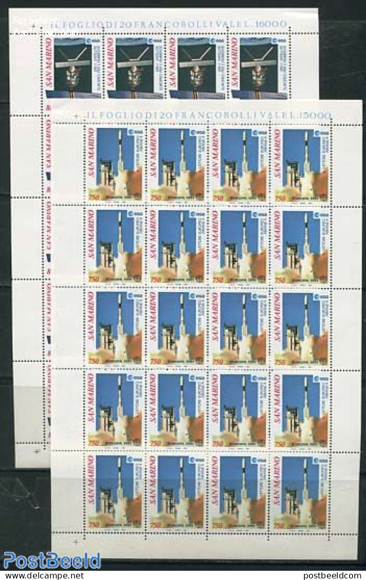 San Marino 1991 Europa, Space Exploration 2 M/ss, Mint NH, History - Transport - Europa (cept) - Space Exploration - Ungebraucht