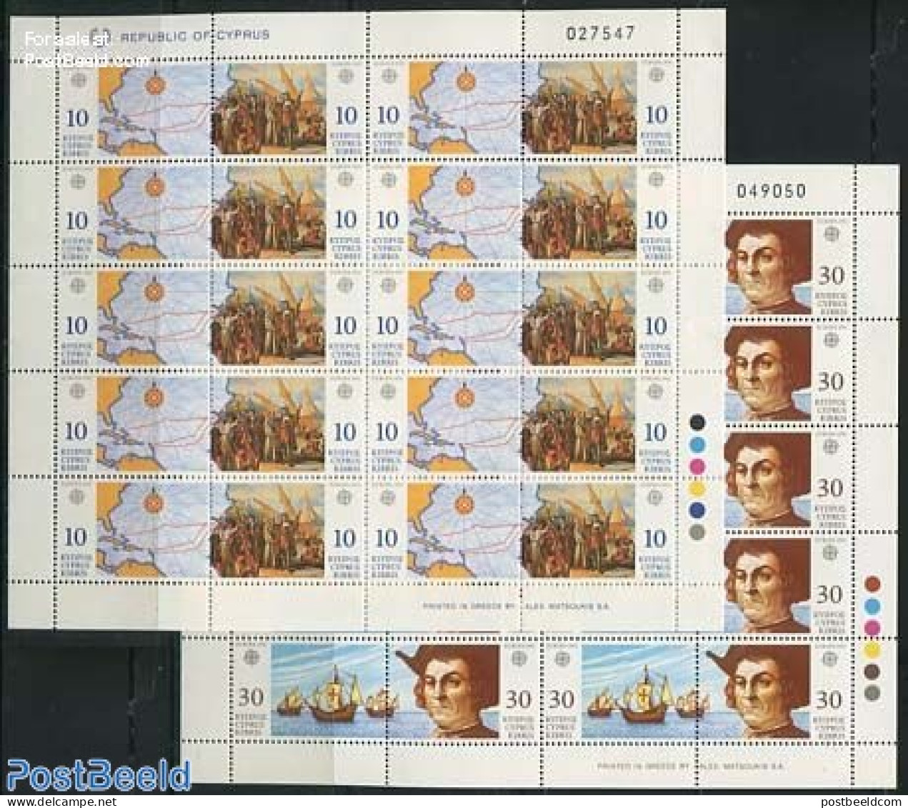 Cyprus 1992 Europa, Discovery Of America 2 M/ss, Mint NH, History - Various - Europa (cept) - Explorers - Maps - Ongebruikt