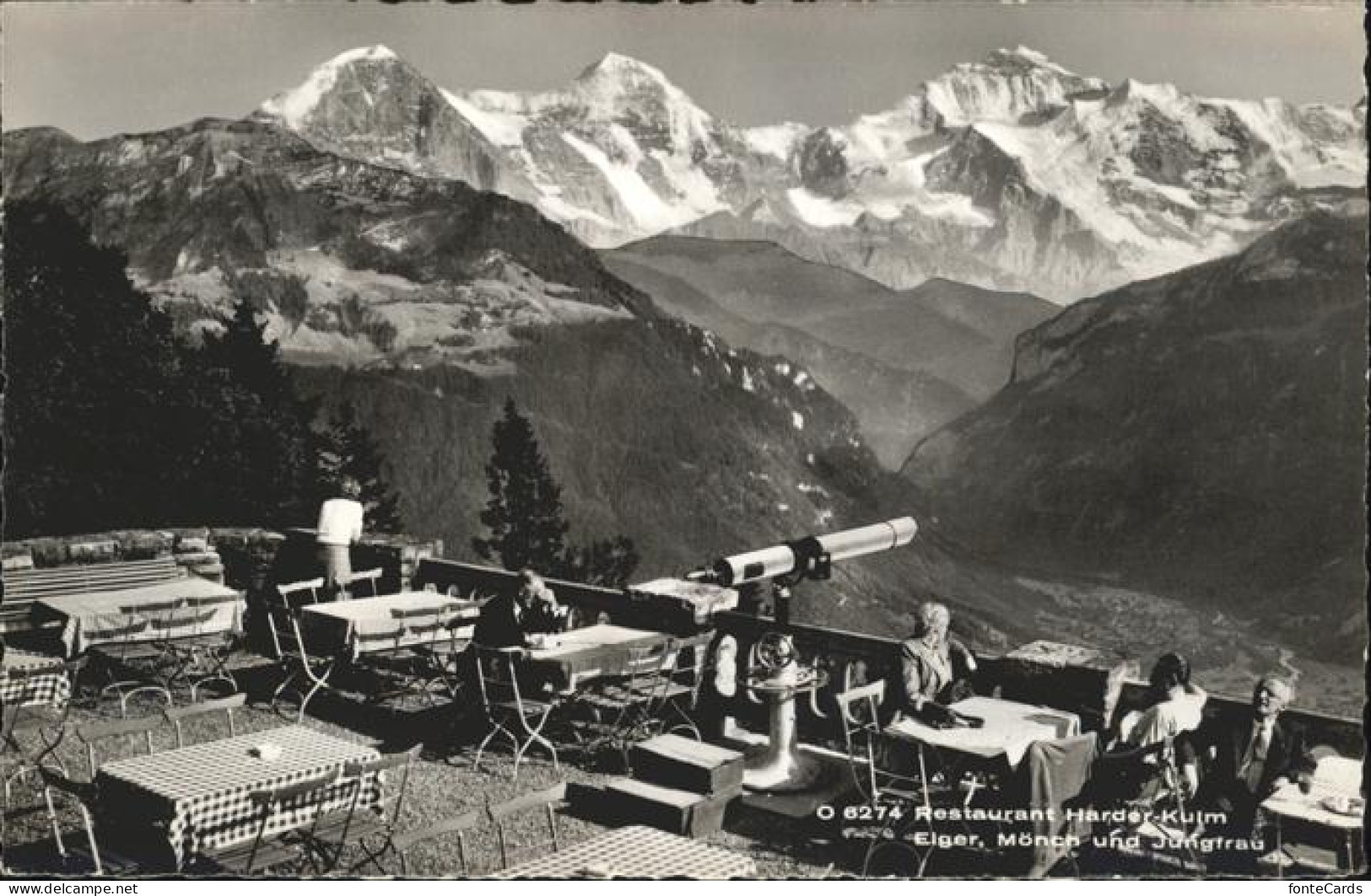 11353693 Interlaken BE Restaurant Harder Kulm Blick Zu Eiger Moench Und Jungfrau - Sonstige & Ohne Zuordnung