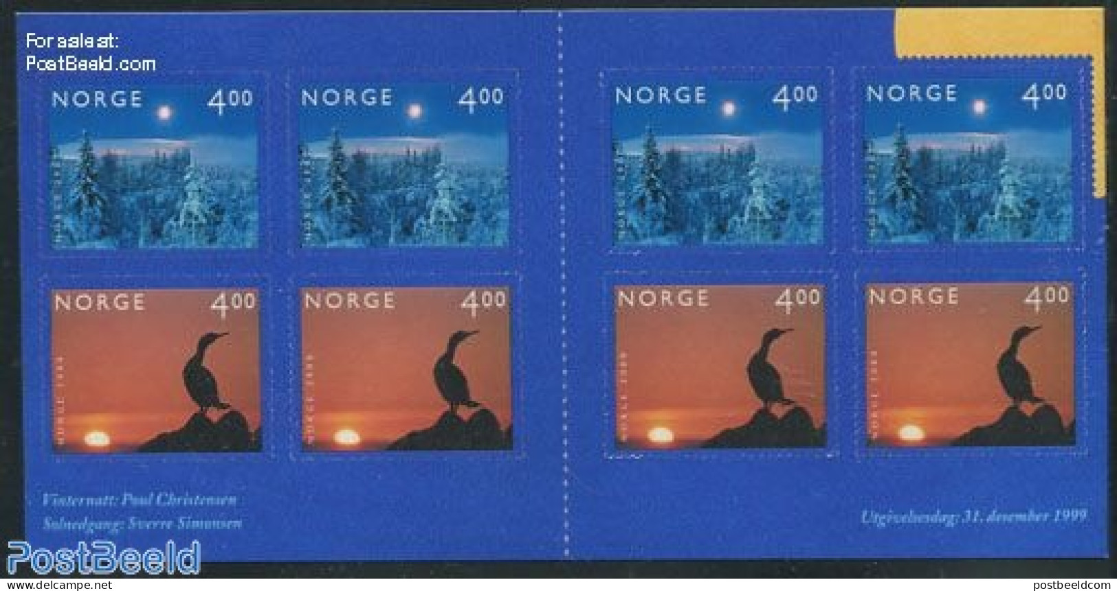 Norway 1999 Millenium Booklet With 4 Sets, Mint NH, Nature - Birds - Stamp Booklets - Neufs