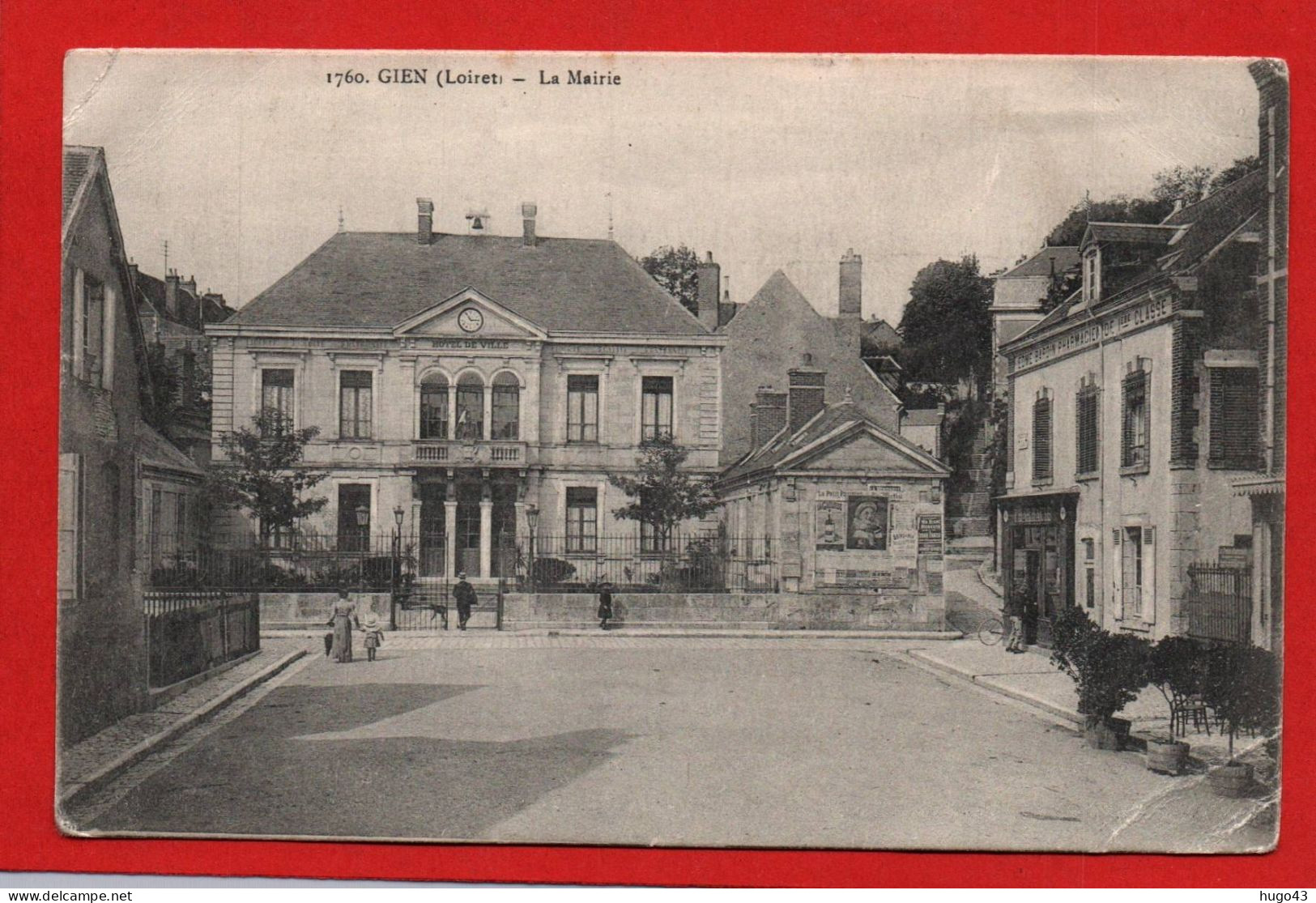 (RECTO / VERSO) GIEN EN 1916- N° 1760 - LA MAIRIE - CACHET HOPITAL MIXTE GIEN - GUERRE 14/18 - CPA - Gien