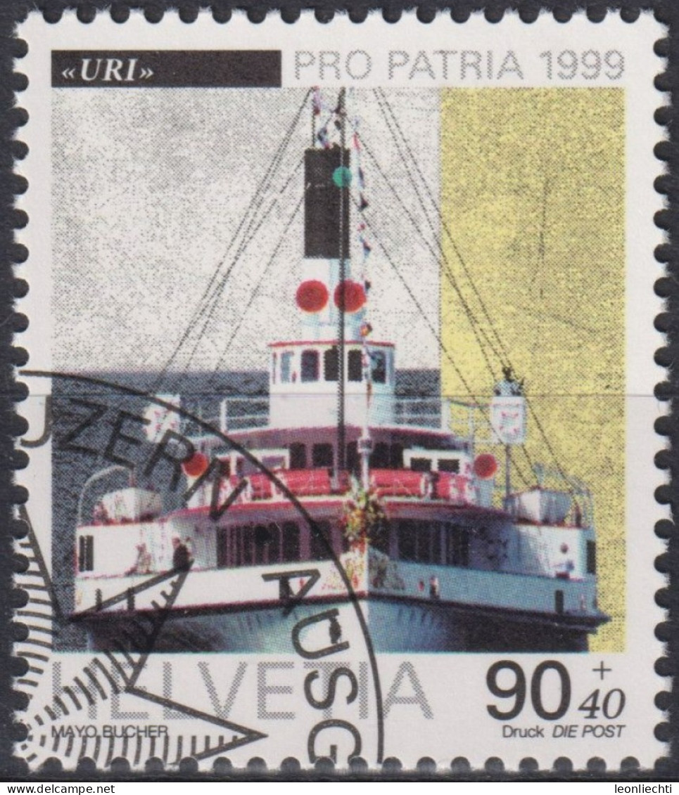 1999 Pro Patria, Dampfschiff " Uri", ⵙ Zum:CH B266, Mi:CH 1683, Yt:CH 1611, - Gebraucht