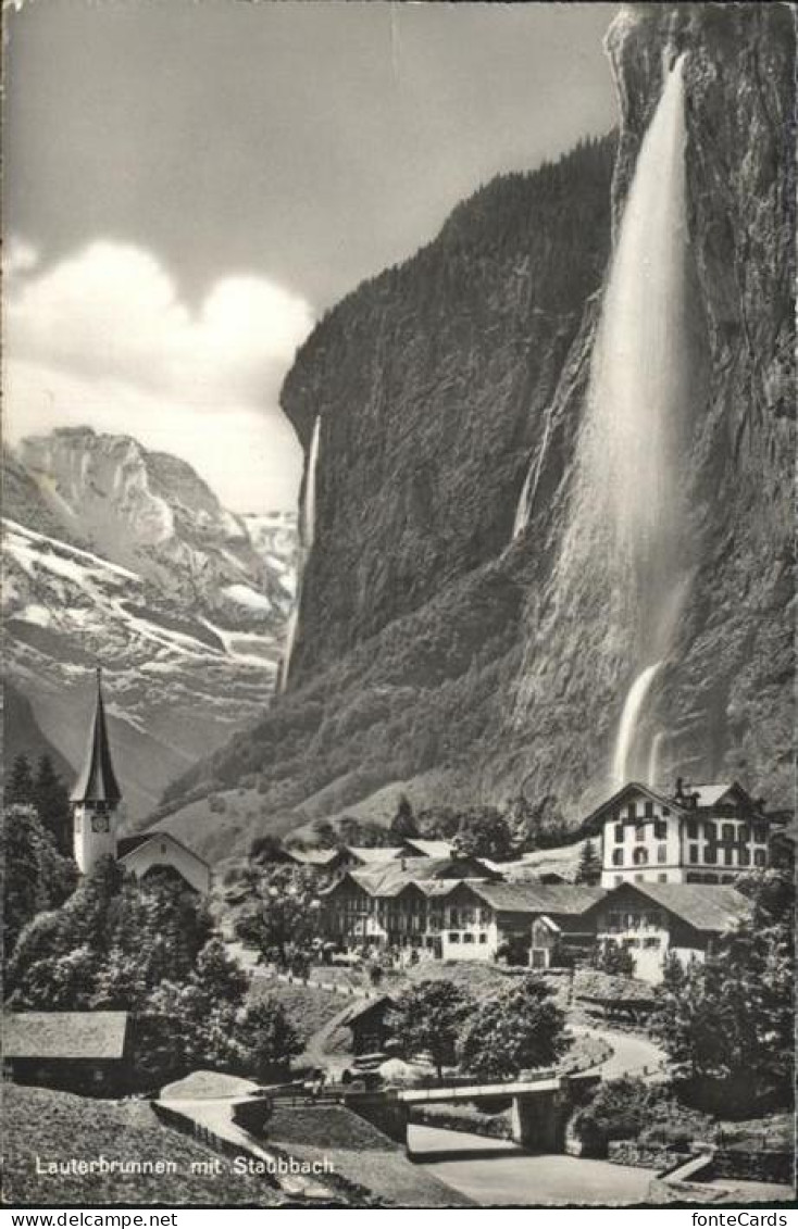 11353684 Lauterbrunnen BE Ortsansicht Mit Staubbach Kirche Wasserfall Lauterbrun - Sonstige & Ohne Zuordnung