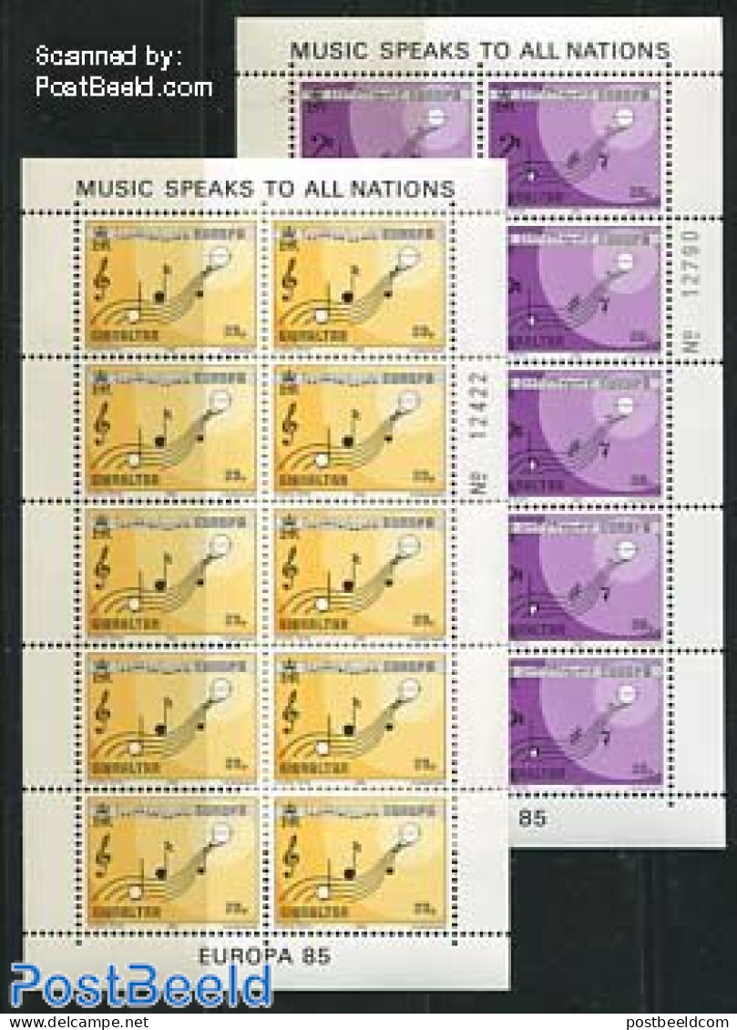 Gibraltar 1985 Europa, Music Year 2 M/ss, Mint NH, History - Performance Art - Europa (cept) - Music - Musique