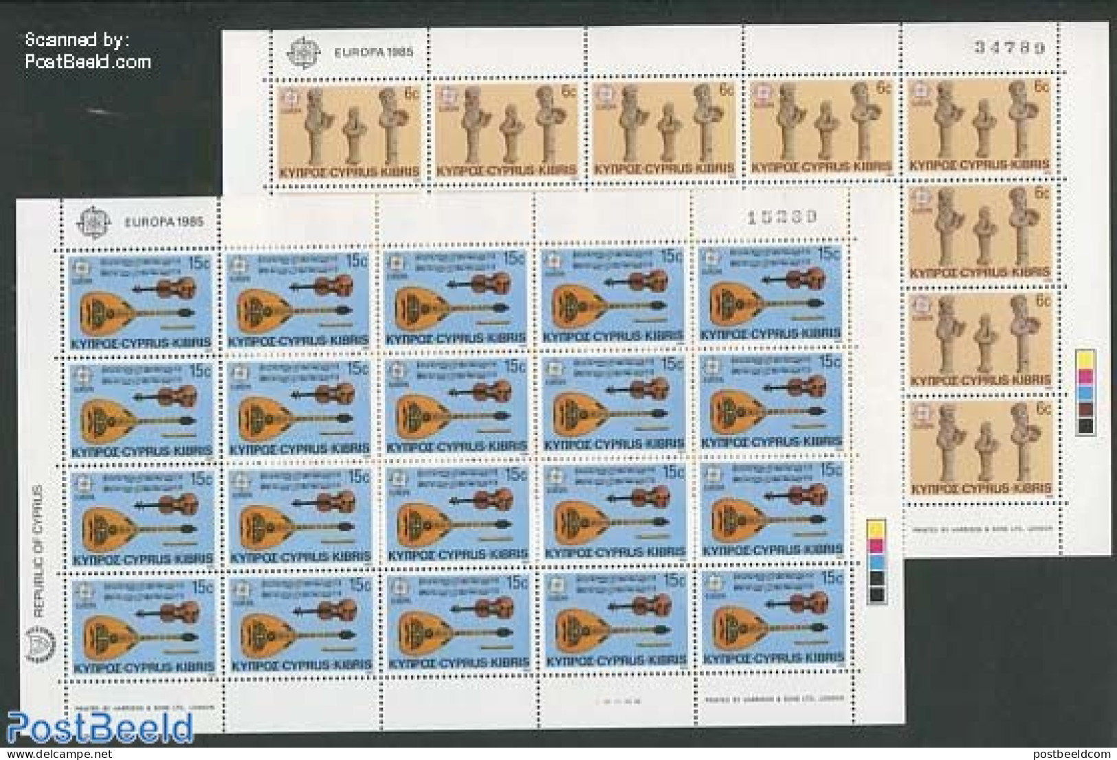 Cyprus 1985 Europa, Music Year 2 M/ss, Mint NH, History - Performance Art - Europa (cept) - Music - Unused Stamps