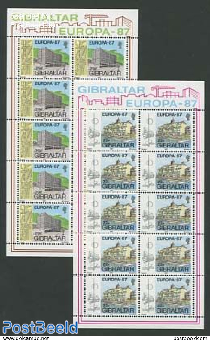 Gibraltar 1987 Europa, 2 M/ss, Mint NH, History - Transport - Europa (cept) - Ships And Boats - Art - Modern Architect.. - Ships