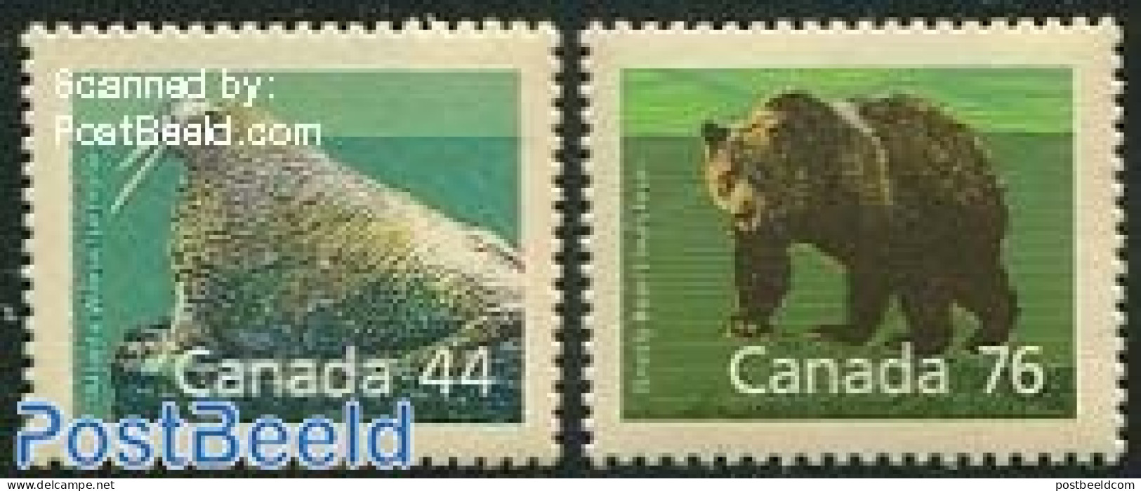 Canada 1989 Definitives, Animals 2v, Perf 12.5:13 (from Booklet), Mint NH, Nature - Animals (others & Mixed) - Bears -.. - Neufs