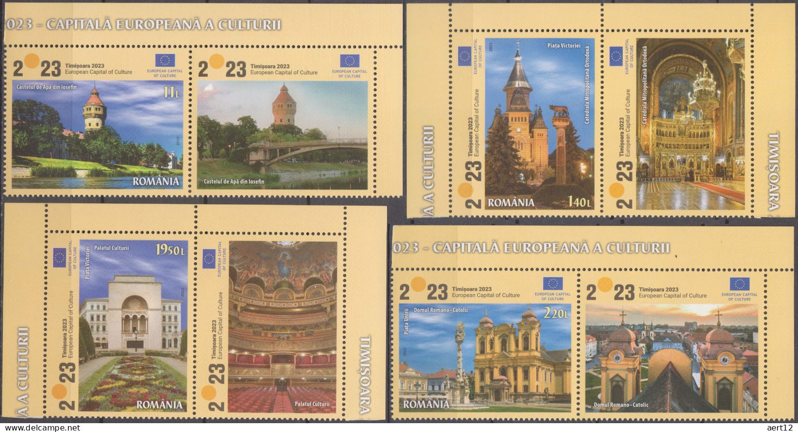 2023, Romania, Timișoara, European Cultural Capital, Buildings, Opera Houses, 4 Stamps+Label, MNH(**), LPMP 2405 - Neufs