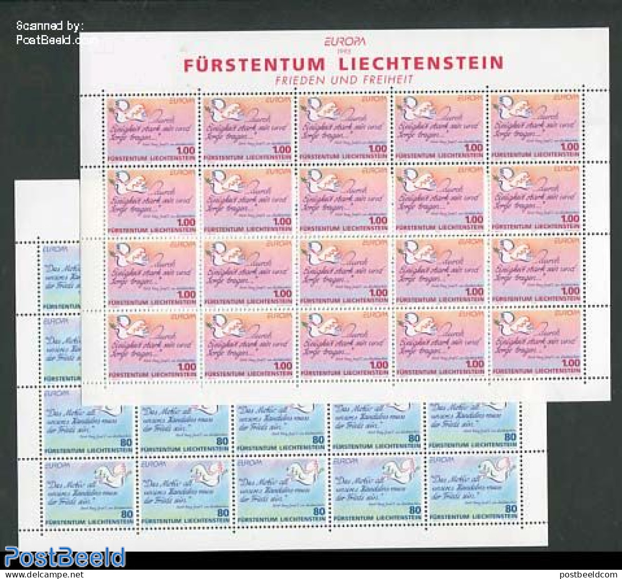 Liechtenstein 1995 Europa 2 M/ss, Mint NH, History - Europa (cept) - Neufs