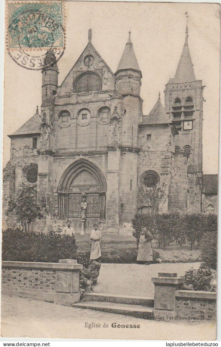 CPA - 95 - GONESSE - L'Eglise - Animation - Jardinier - 1906 - Gonesse