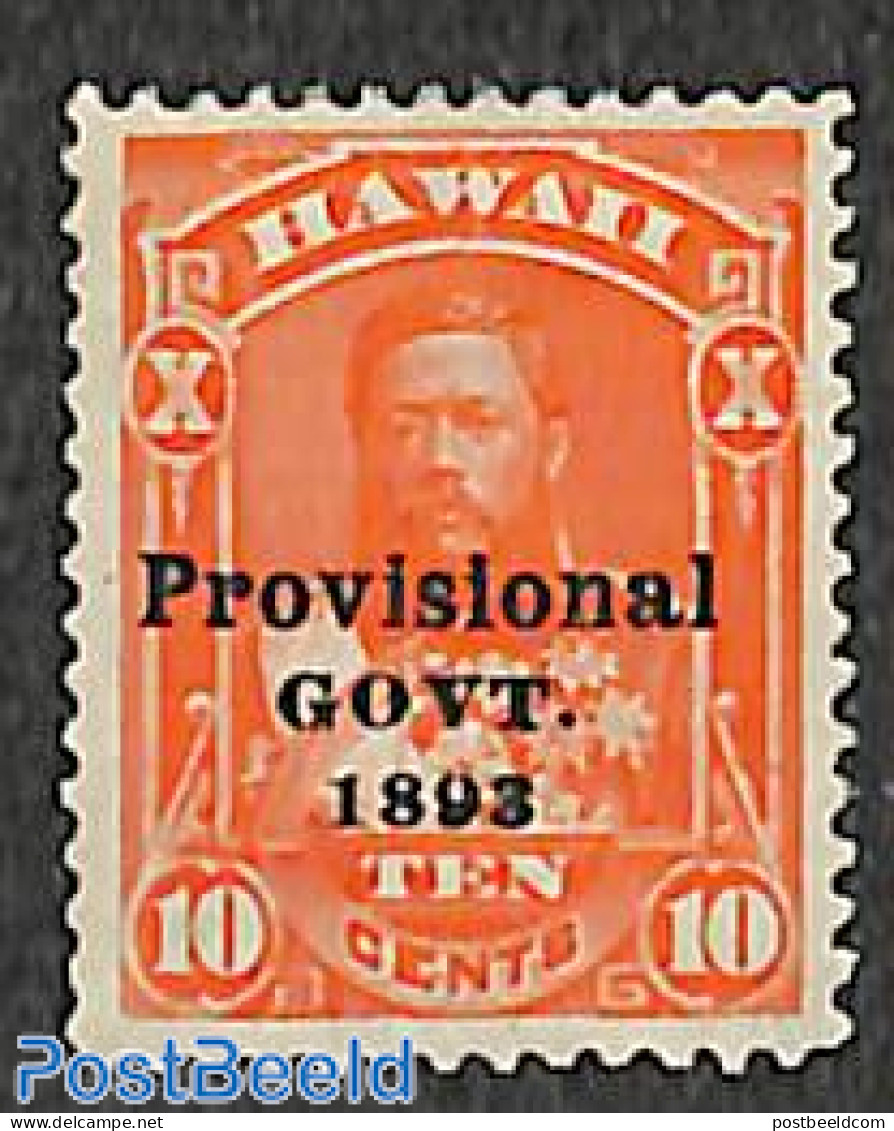 Hawaii 1893 10c, Provisional GOVT., Stamp Out Of Set, Unused (hinged) - Hawaii