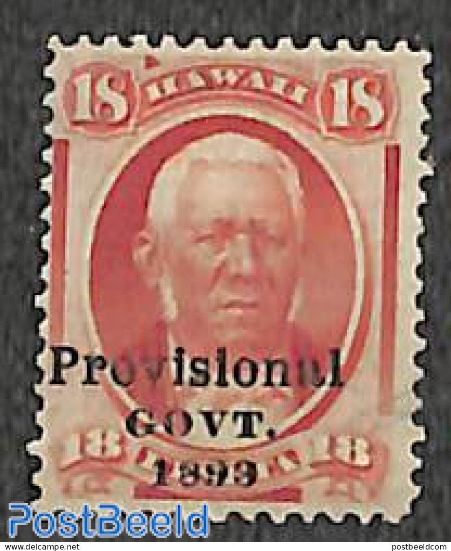 Hawaii 1893 18c, Provisional GOVT., Stamp Out Of Set, Unused (hinged) - Hawaii
