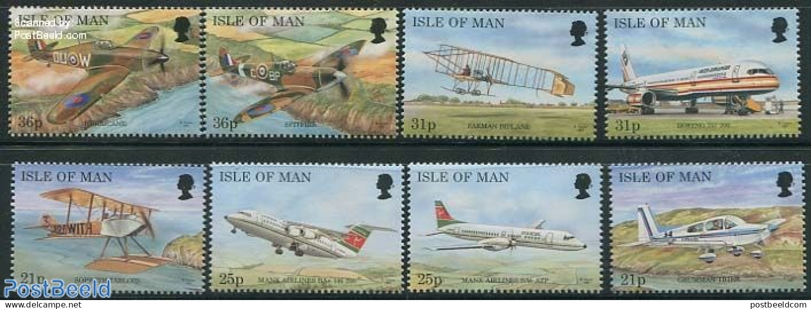 Isle Of Man 1997 Airplanes 8v, Mint NH, Transport - Aircraft & Aviation - Flugzeuge