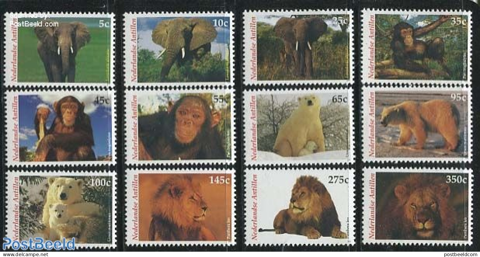Netherlands Antilles 2004 Animals 12v, Mint NH, Nature - Animals (others & Mixed) - Bears - Cat Family - Elephants - M.. - Autres & Non Classés