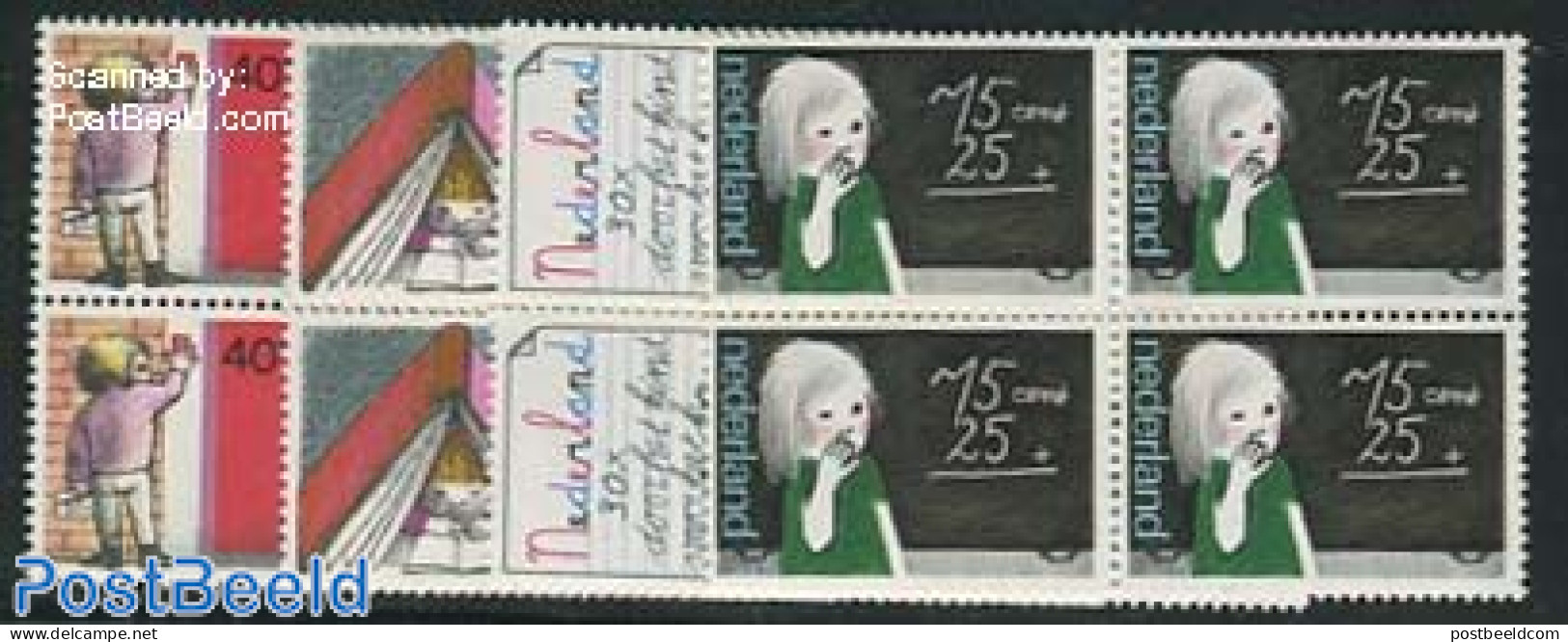 Netherlands 1978 Child Welfare 4v, Blocks Of 4 [+], Mint NH, Science - Education - Art - Handwriting And Autographs - Nuovi