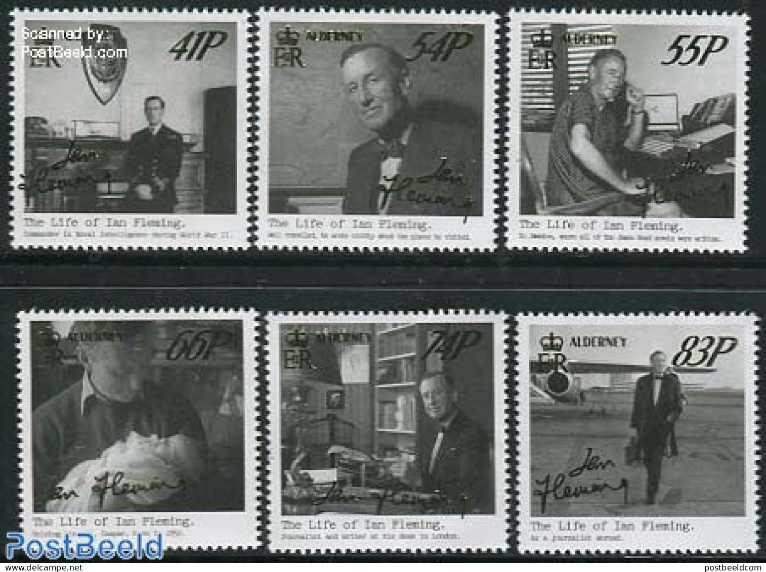 Alderney 2014 The Life Of Ian Fleming 6v, Mint NH, Transport - Various - Aircraft & Aviation - Maps - Art - Authors - .. - Airplanes