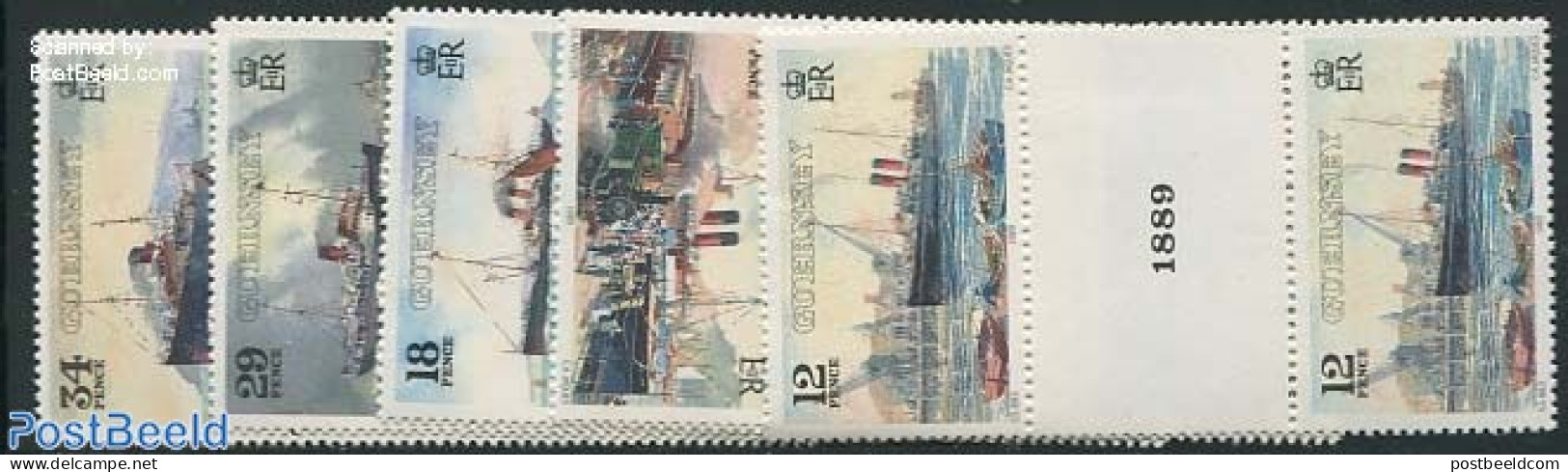 Guernsey 1989 Great Western Railway 5 Gutter Pairs, Mint NH, Transport - Railways - Ships And Boats - Treinen