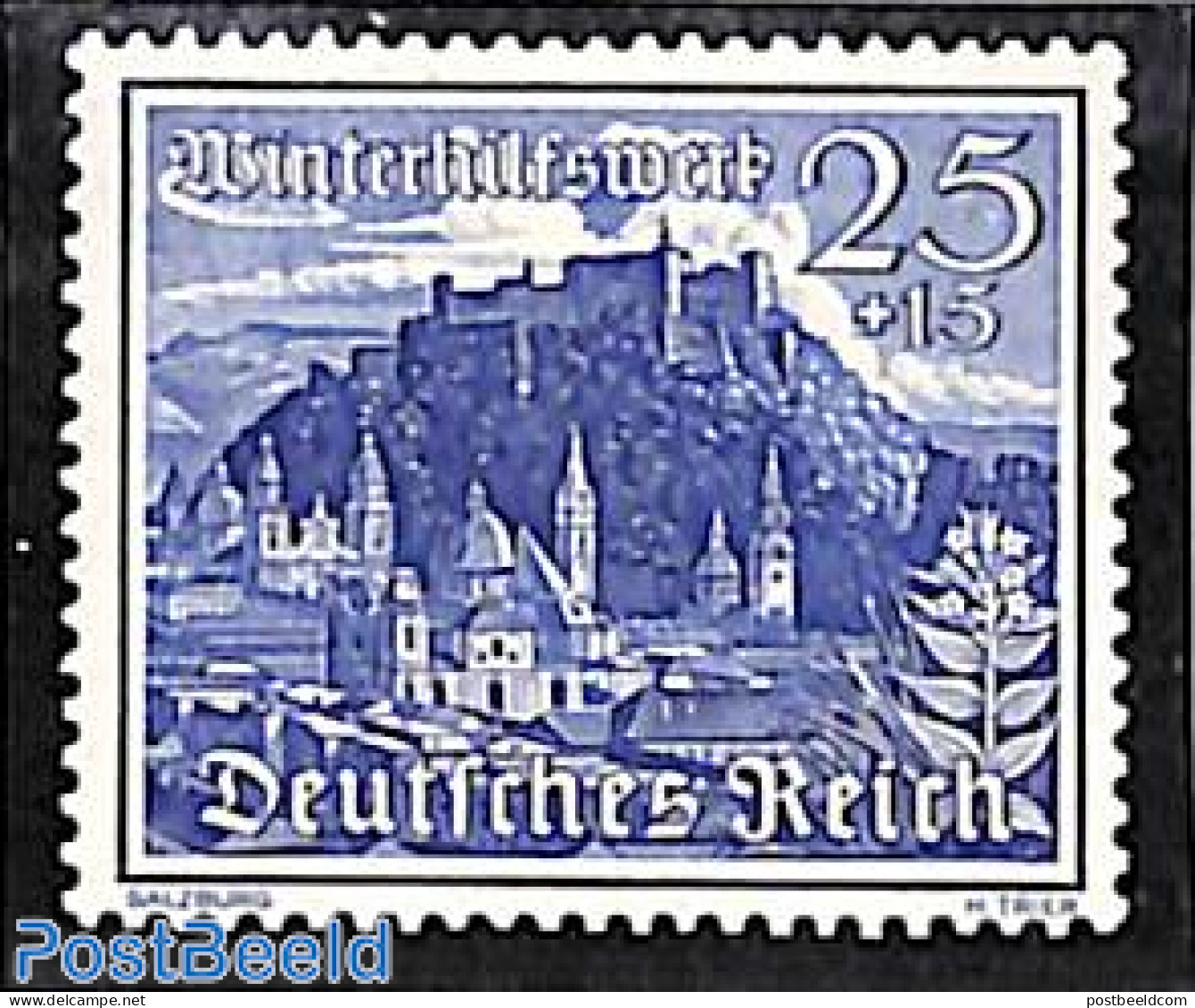 Germany, Empire 1939 25+15pf, Stamp Out Of Set, Mint NH, Art - Castles & Fortifications - Neufs