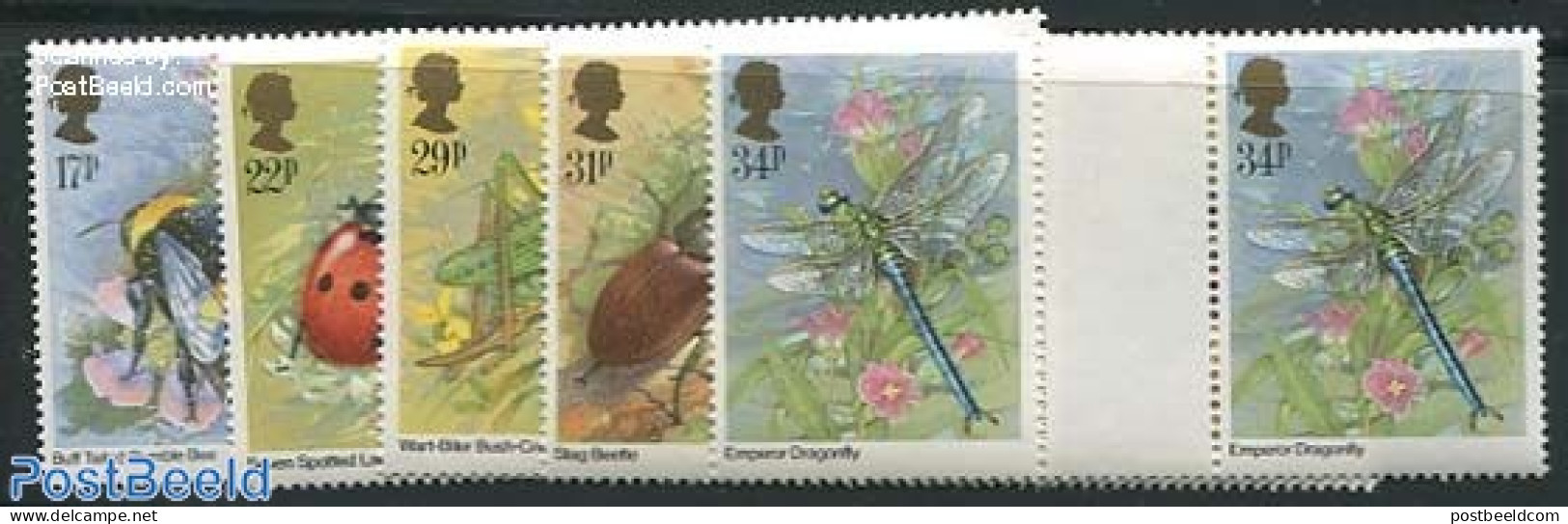 Great Britain 1985 Insects 5v, Gutterpairs, Mint NH, Nature - Insects - Nuovi