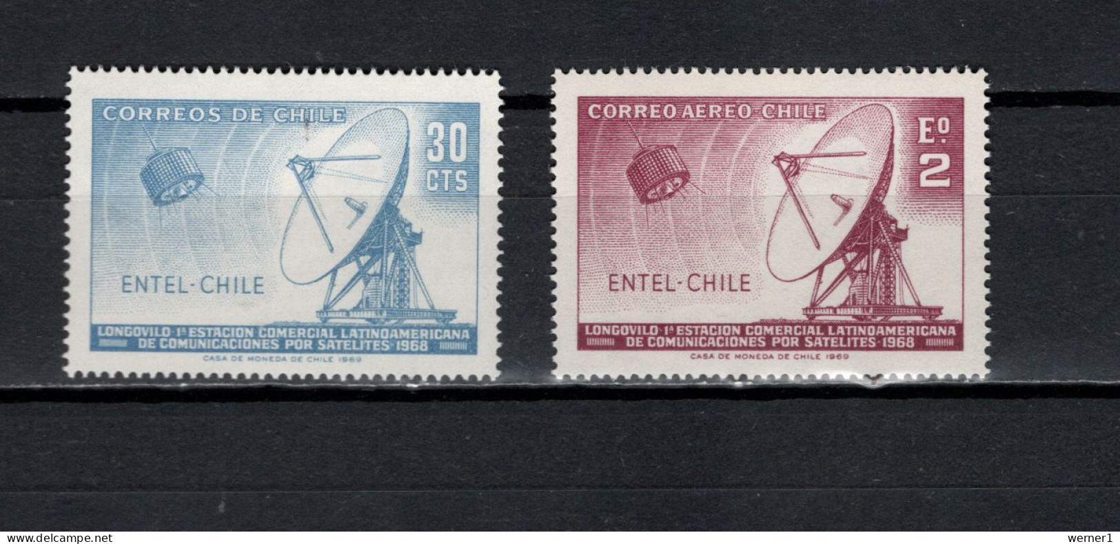 Chile 1969 Space, ENTEL Observatory 2 Stamps MNH - América Del Sur