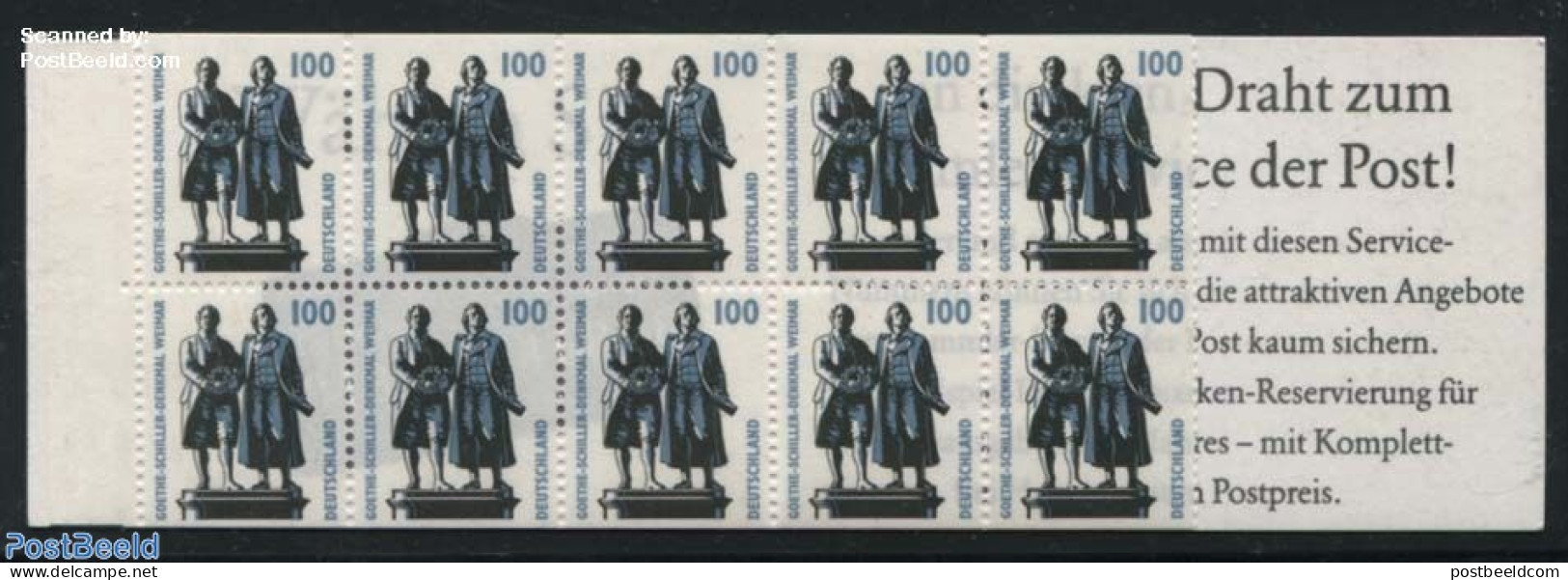 Germany, Federal Republic 1998 Views 10x100 Booklet, Mint NH, Art - Sculpture - Ongebruikt