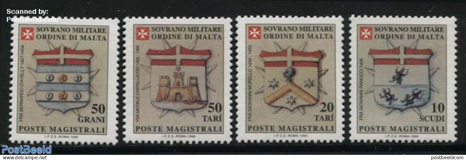 Sovereign Order Of Malta 1996 Coat Of Arms 4v, Mint NH, History - Coat Of Arms - Other & Unclassified