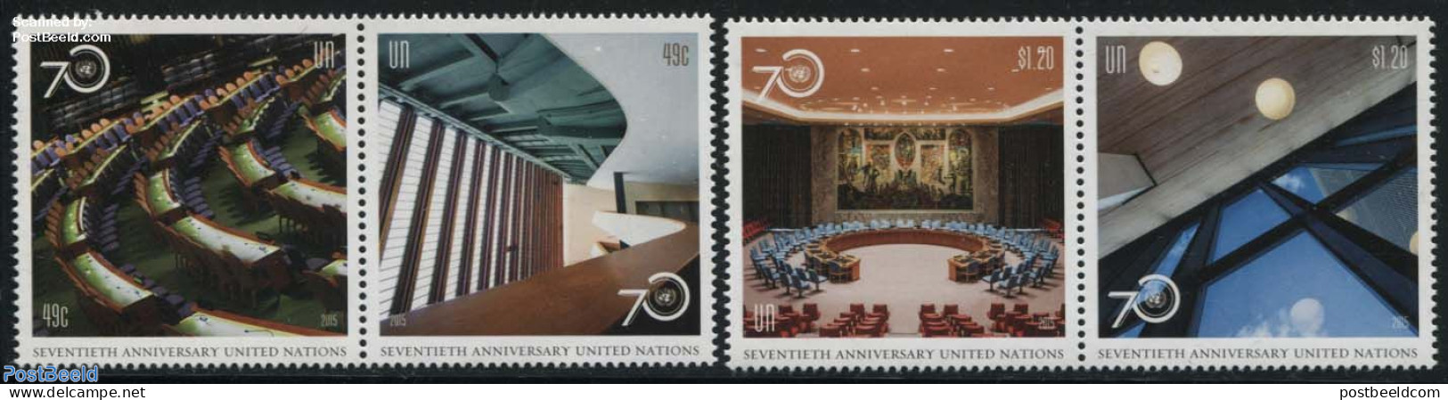 United Nations, New York 2015 70 Years United Nations 4v (2x[:]), Mint NH, Art - Modern Architecture - Autres & Non Classés
