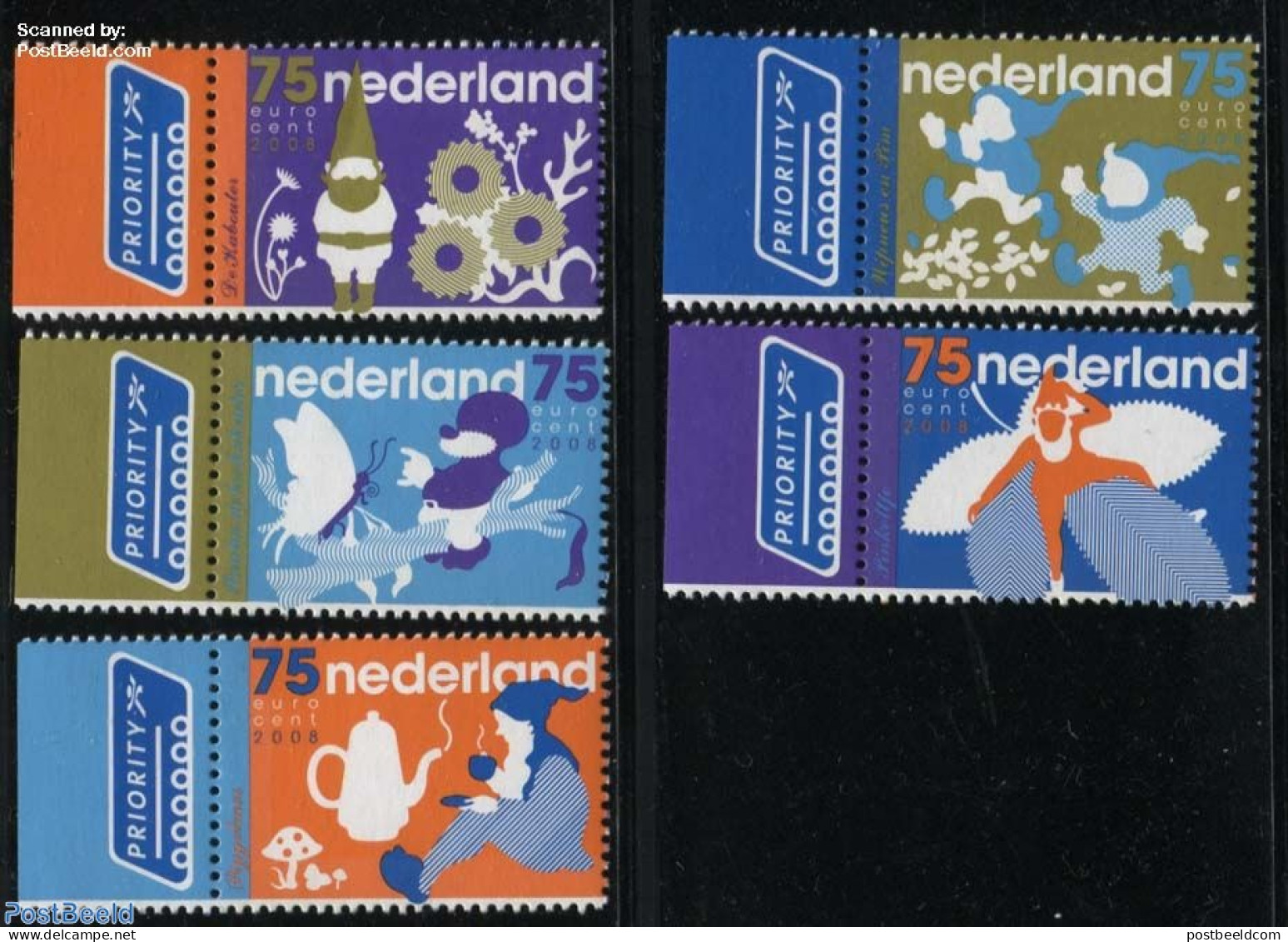 Netherlands 2008 Goblins In Childsren Books 5v, Mint NH, Art - Children's Books Illustrations - Fairytales - Ongebruikt