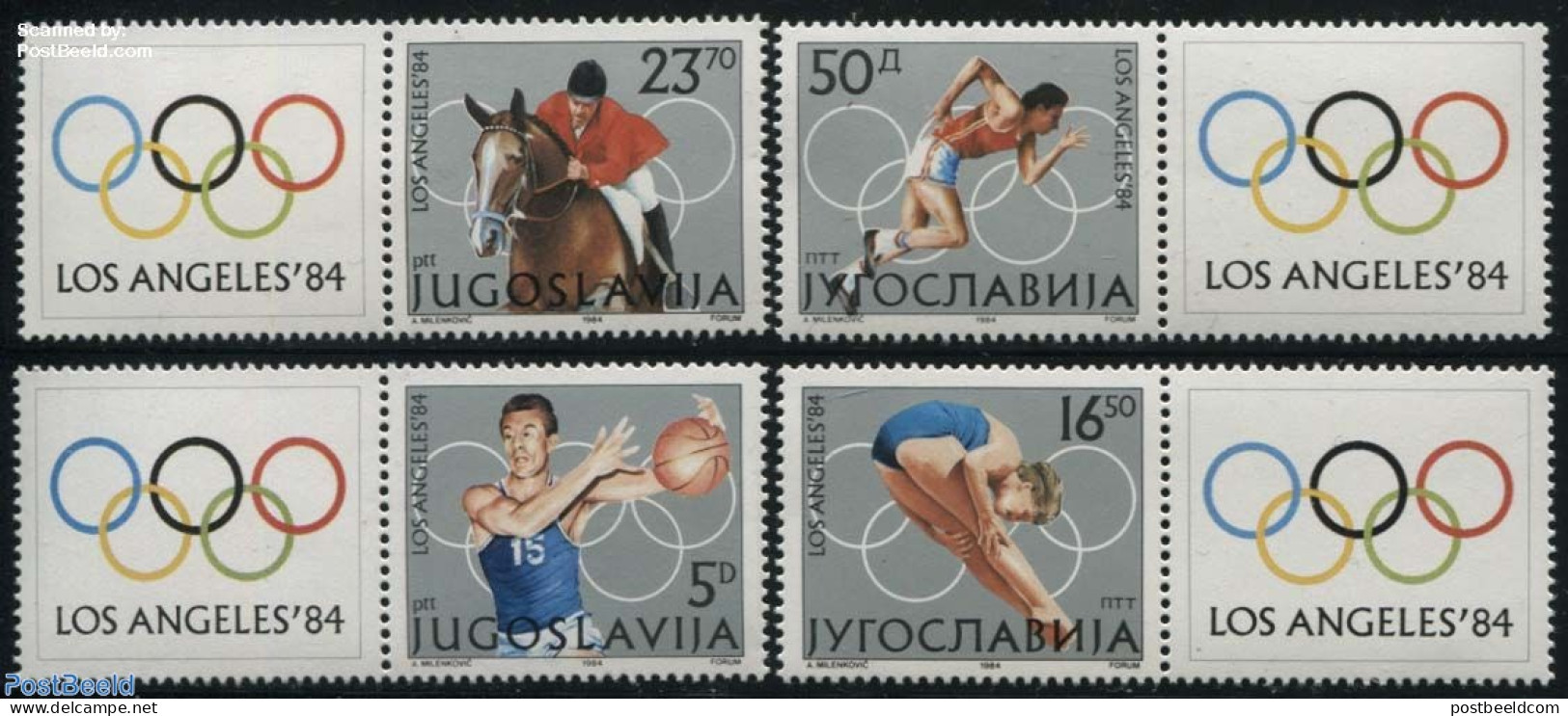 Yugoslavia 1984 Olympic Games 4v With Tabs, Mint NH, Sport - Olympic Games - Ungebraucht