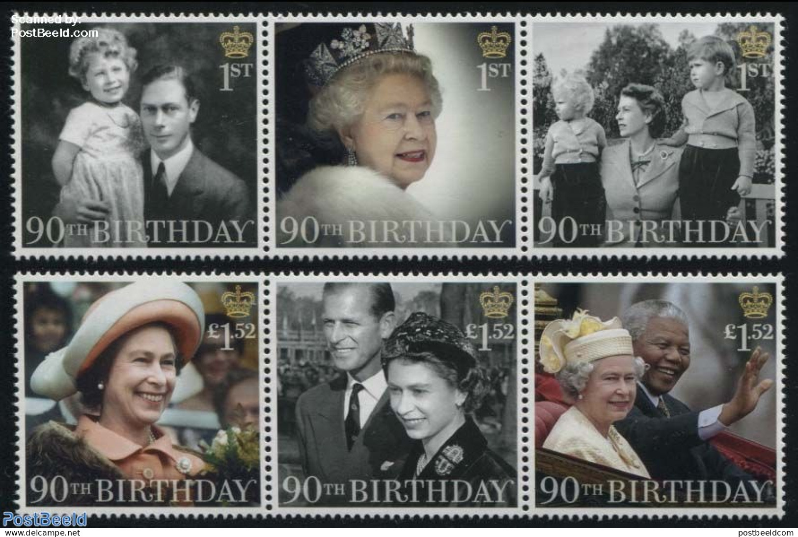 Great Britain 2016 Queen Elizabeth 90th Birthday 6v (2x[::]), Mint NH, History - Kings & Queens (Royalty) - Nobel Priz.. - Nuevos