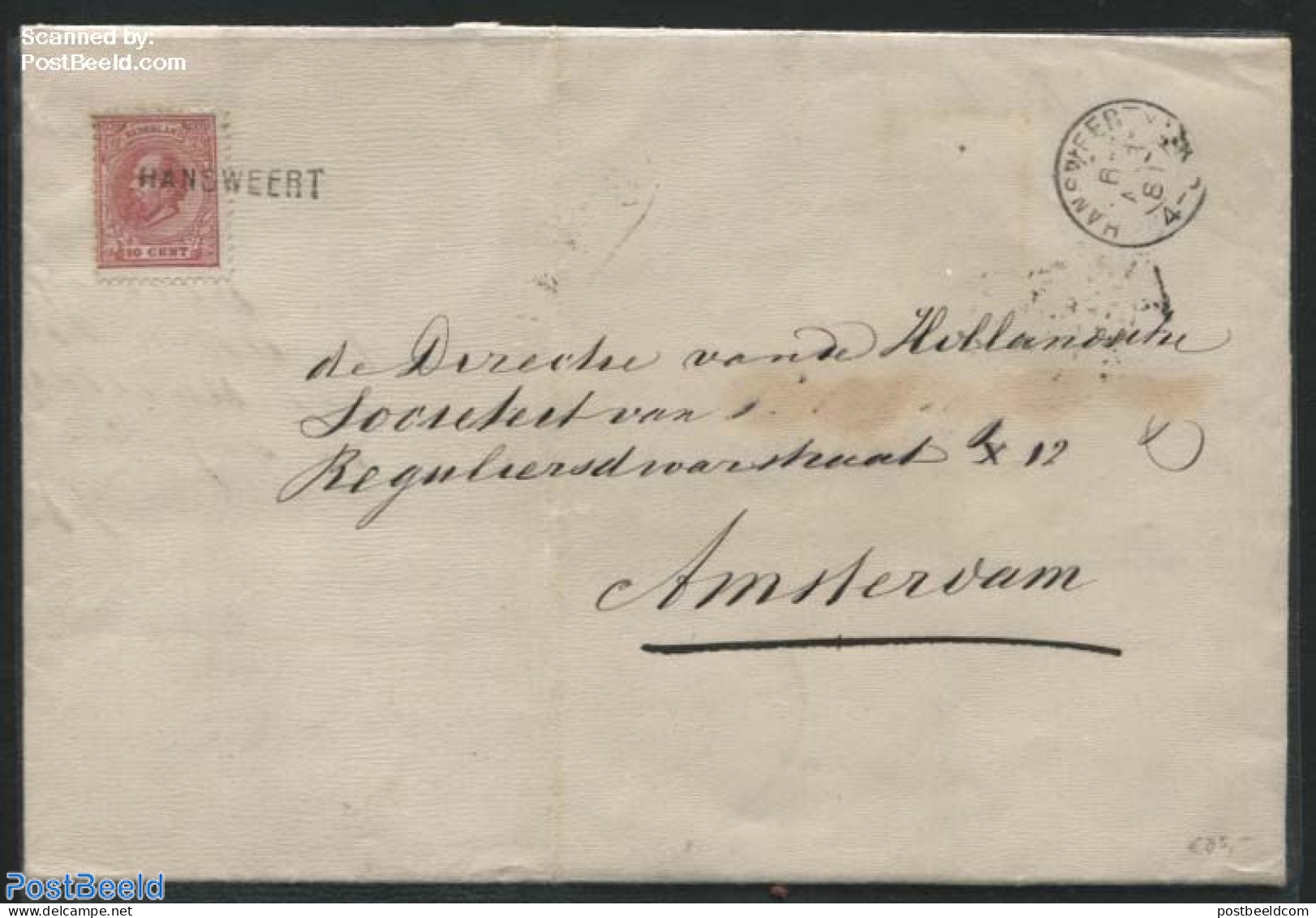 Netherlands 1881 Letter From Hansweert (Langstempel) To Amsterdam, Postal History - Brieven En Documenten