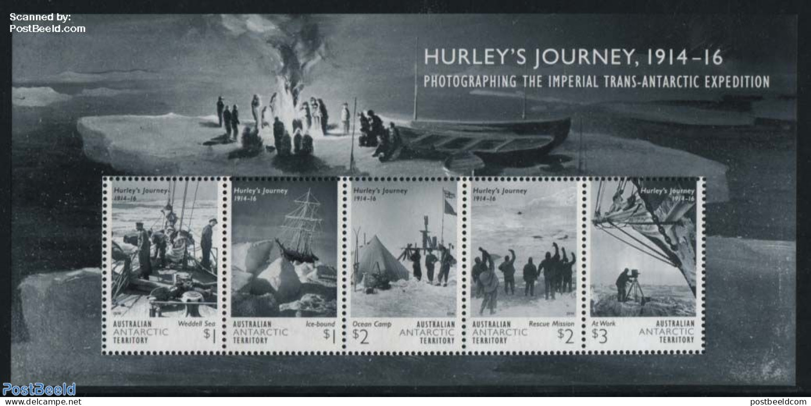 Australian Antarctic Territory 2016 Hurleys Journey S/s, Mint NH, History - Science - Sport - Transport - Flags - The .. - Vela