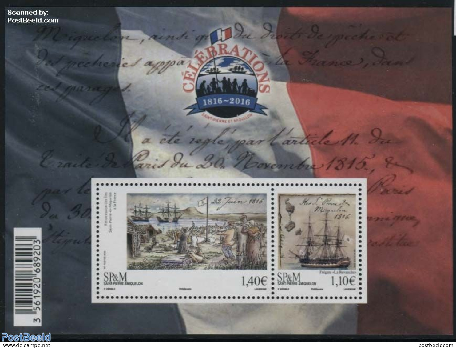 Saint Pierre And Miquelon 2016 200 Years French Reposession S/s, Mint NH, History - Transport - Various - History - Sh.. - Bateaux