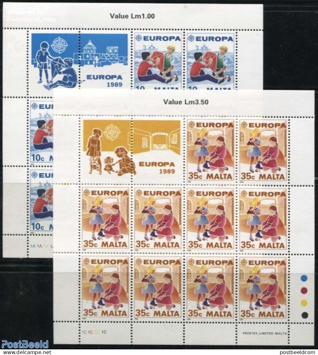 Malta 1989 Europa 2 M/ss, Mint NH, History - Sport - Various - Europa (cept) - Kiting - Toys & Children's Games - Malta