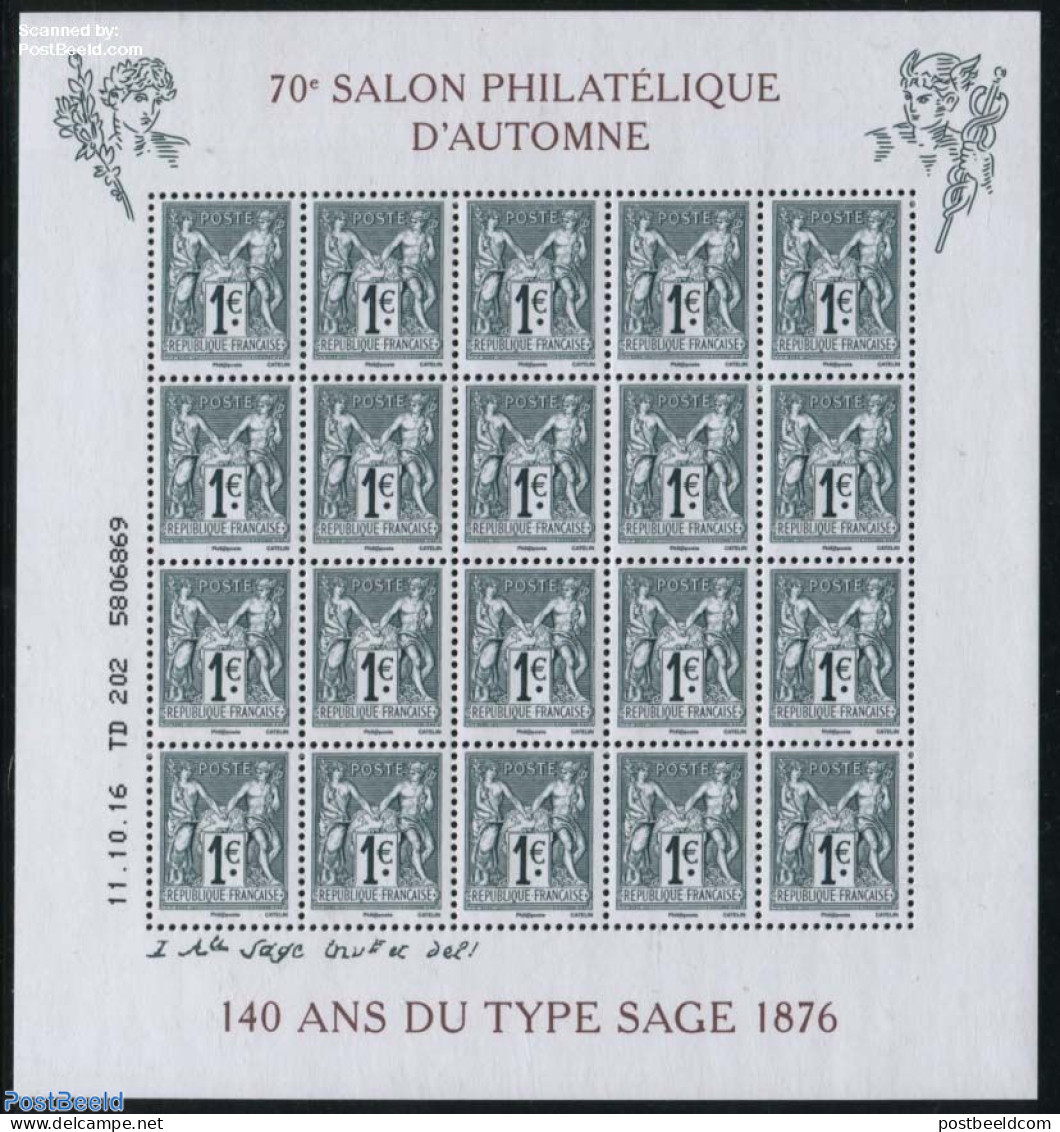 France 2016 Philatelic Salon, Type Sage 1876 S/s, Mint NH, Philately - Stamps On Stamps - Nuovi