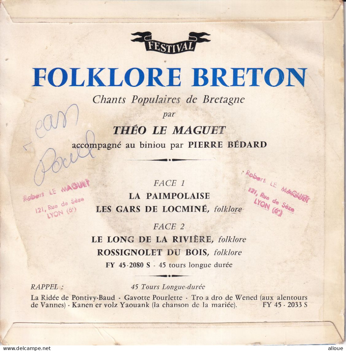 THEO LE MAGUET AVEC PIERRE BEDARD - FR EP -  FOLKLORE BRETON - LA PAIMPOLAISE + 3 - Otros - Canción Francesa