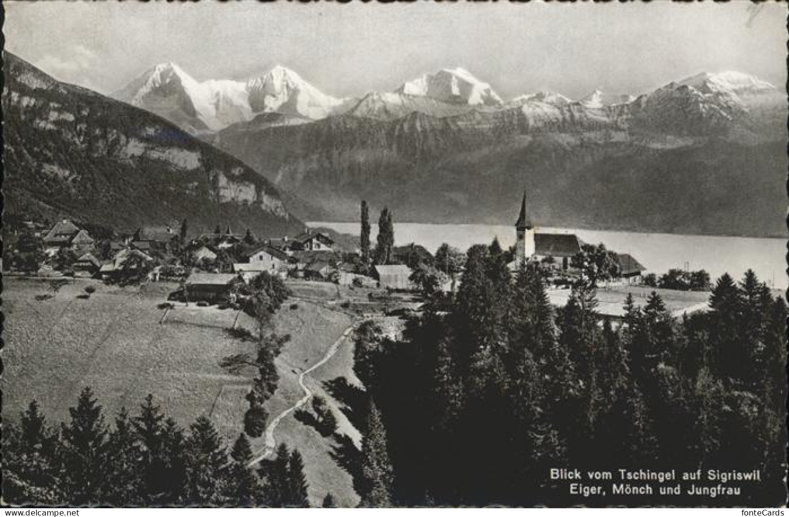 11353501 Sigriswil Blick Vom Tschingel Kirche Thunersee Eiger Moench Jungfrau Be - Other & Unclassified