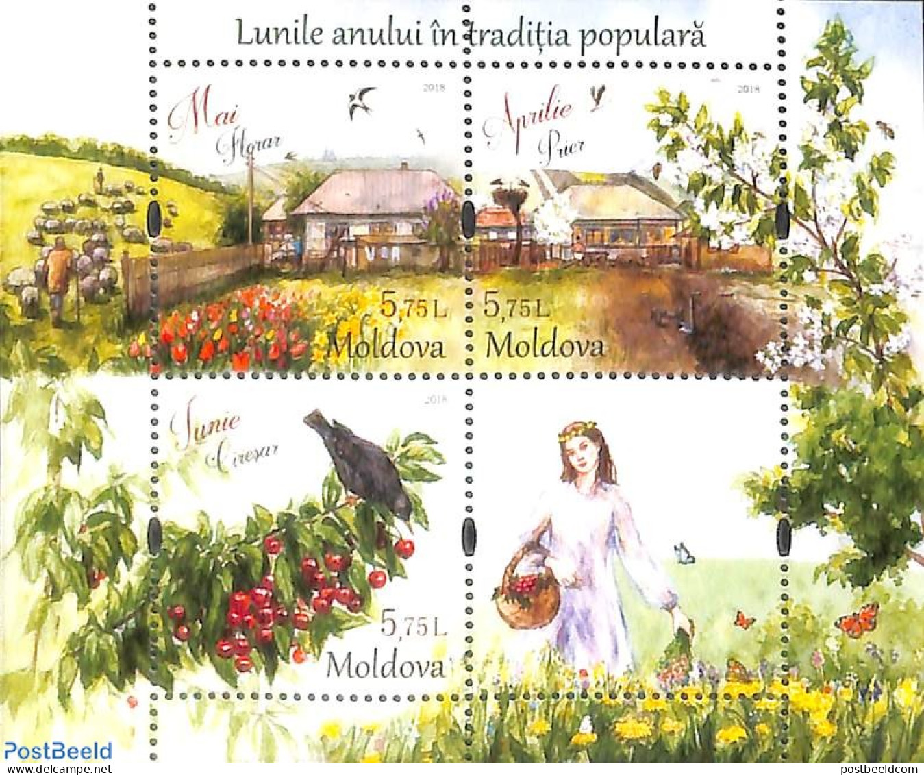 Moldova 2018 Months Of The Year 4v M/s, Mint NH, Nature - Birds - Andere & Zonder Classificatie