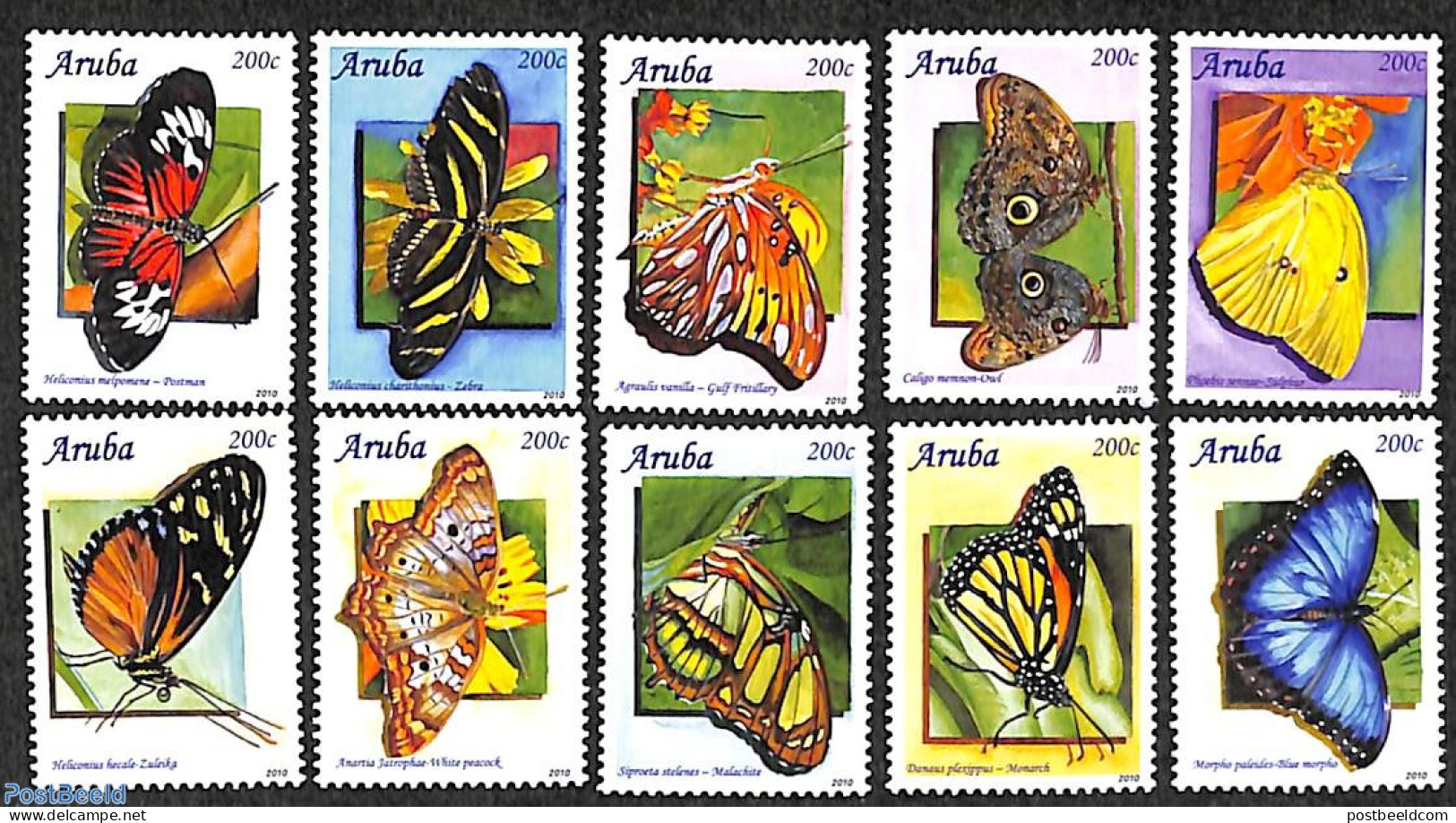 Aruba 2010 Butterflies 10v, Mint NH, Nature - Butterflies - Autres & Non Classés