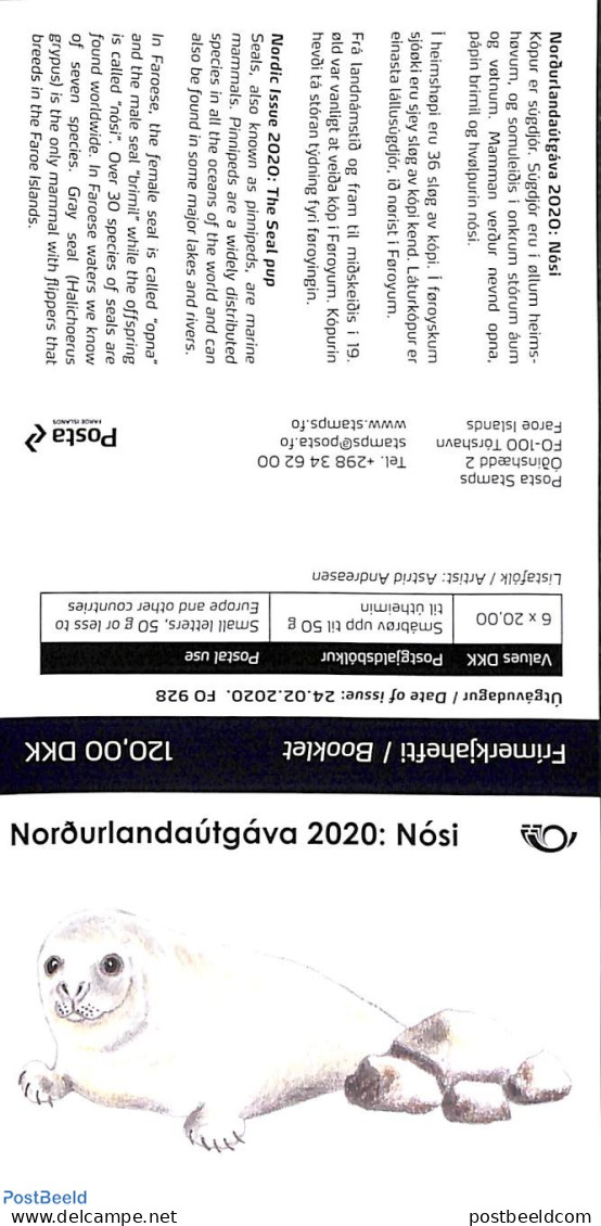 Faroe Islands 2020 Norden, Seal Booklet S-a, Mint NH, History - Nature - Europa Hang-on Issues - Animals (others & Mix.. - Idées Européennes