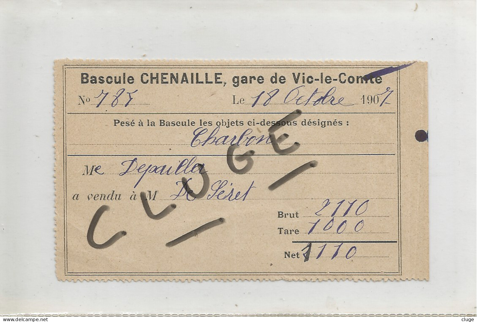 63 - VIC LE COMTE - Bascule Chenaille -  La Gare De Longues - Transports