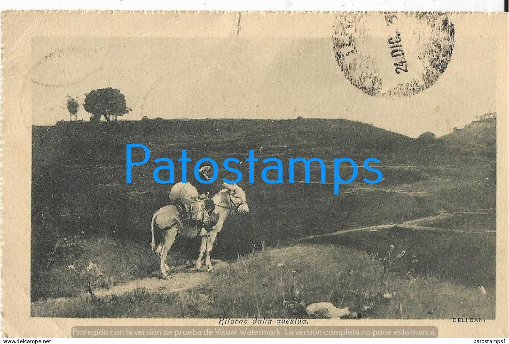 228781 ITALY COSTUMES RETURN FROM THE QUEST CENSORED CIRCULATED TO URUGUAY POSTAL POSTCARD - Autres & Non Classés