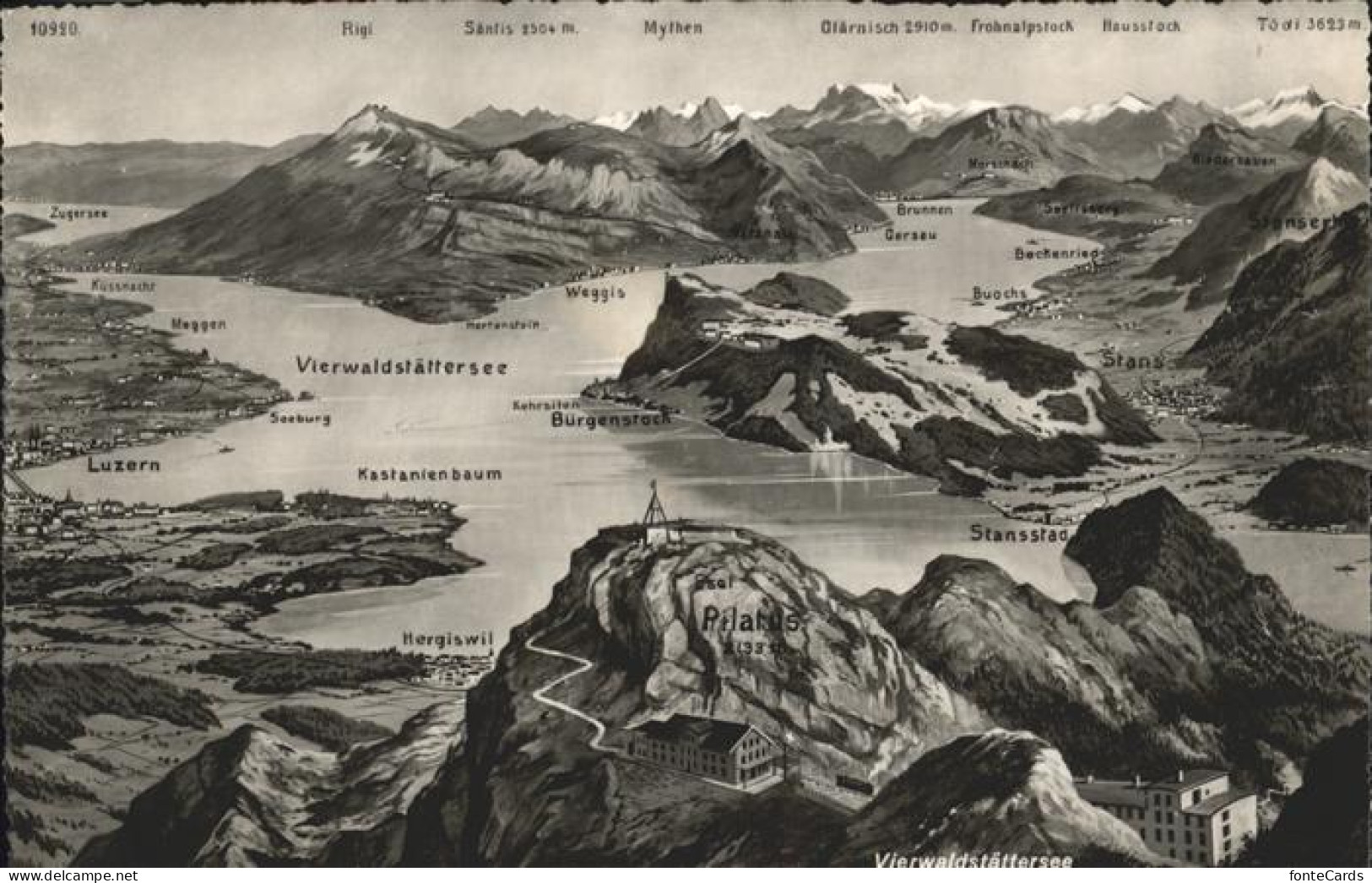 11353447 Luzern LU Panoramakarte Vierwaldstaettersee Und Umgebung Pilatus Luzern - Autres & Non Classés