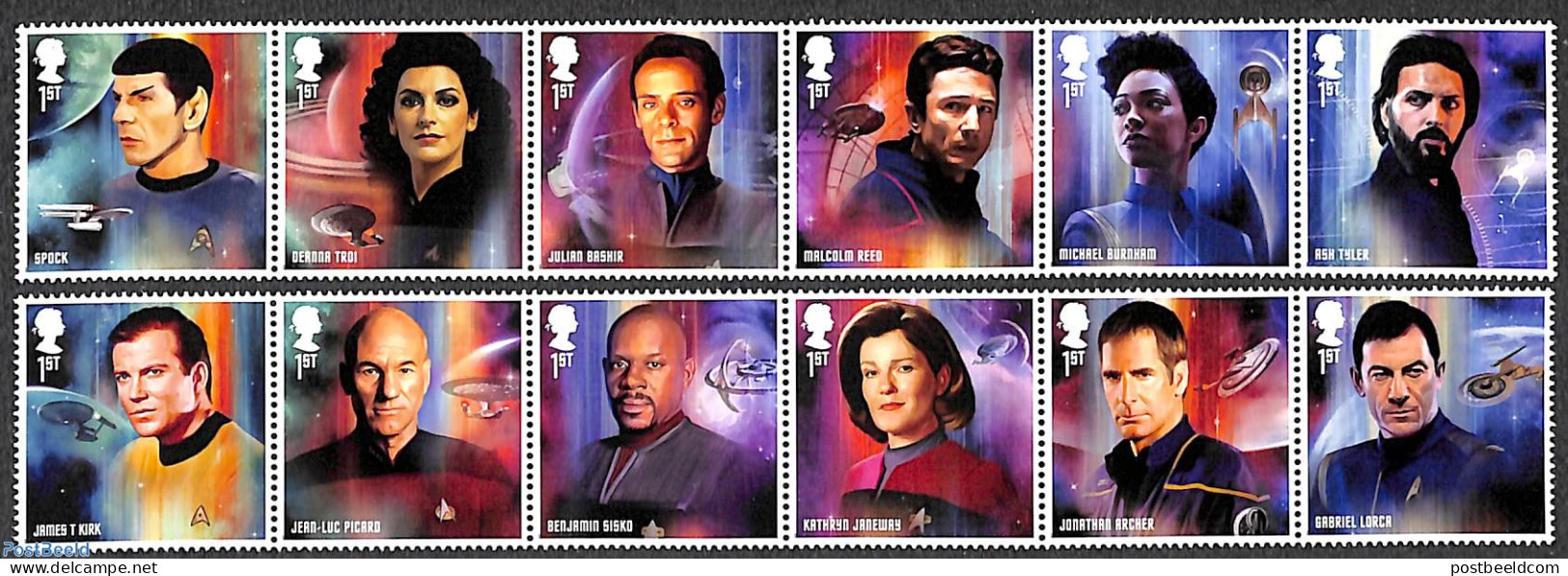 Great Britain 2020 Star Trek 12v (2x [:::::]), Mint NH, Performance Art - Film - Movie Stars - Art - Science Fiction - Unused Stamps
