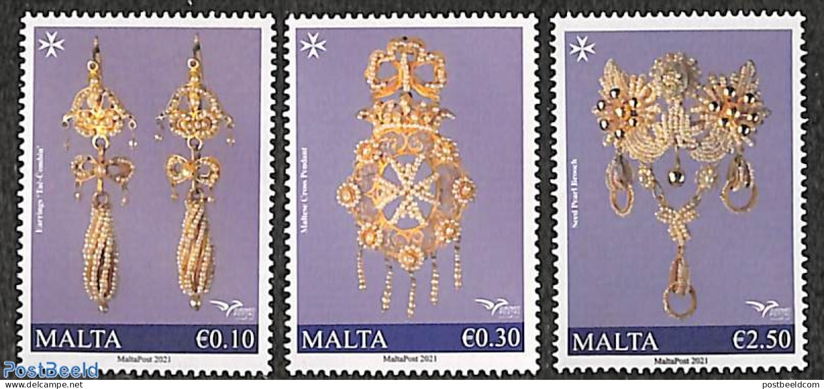 Malta 2021 Euromed, Jewelry 3v, Mint NH, Art - Art & Antique Objects - Malta