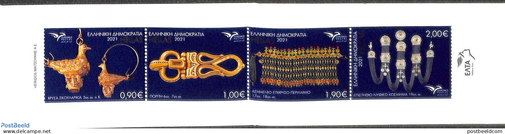 Greece 2021 Euromed, Jewelry 4v In Booklet, Mint NH, Stamp Booklets - Art - Art & Antique Objects - Nuovi