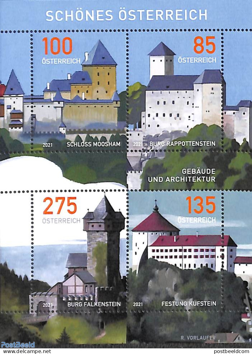 Austria 2021 Castles S/s, Mint NH, Art - Castles & Fortifications - Unused Stamps